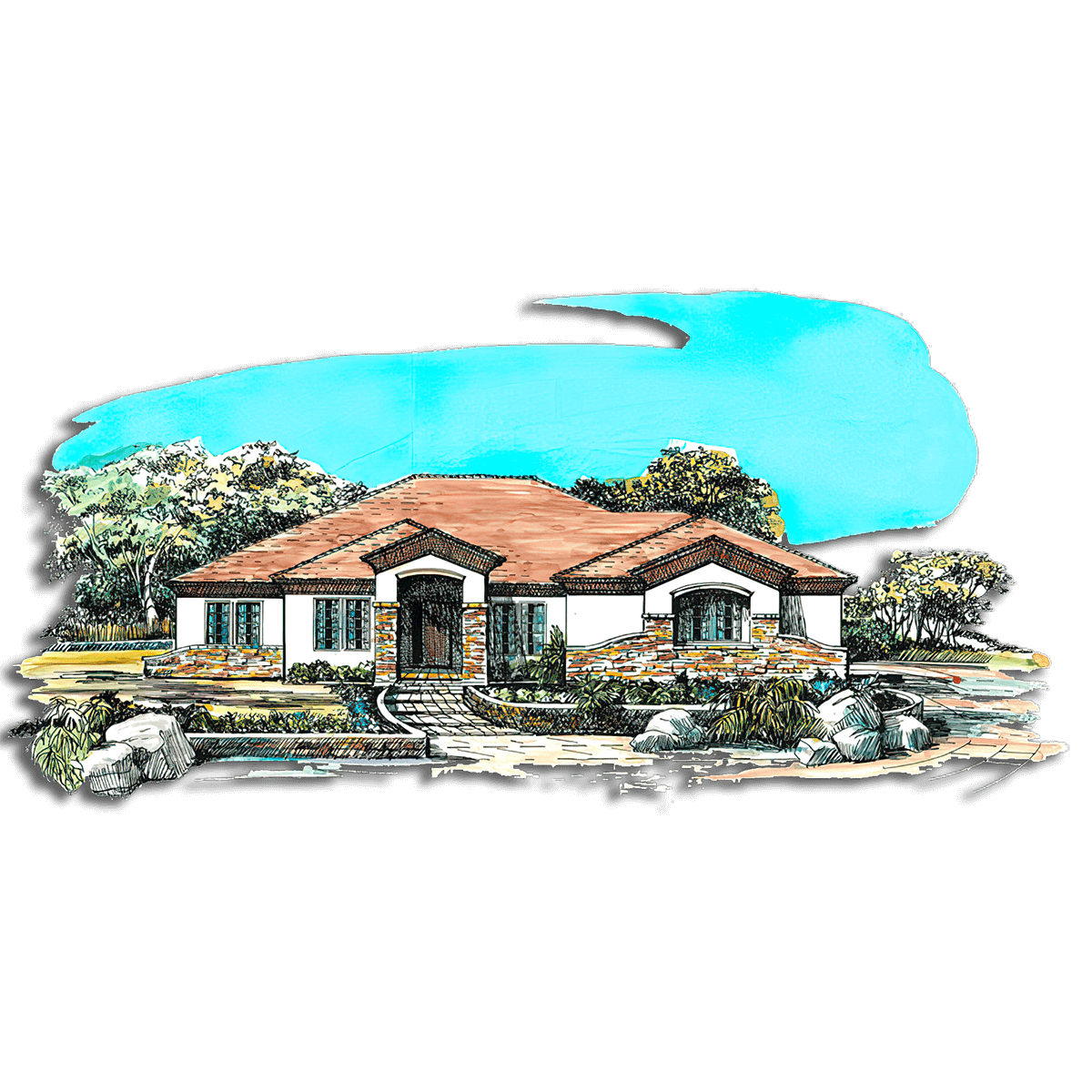 Floor Plan #1242L Rendering