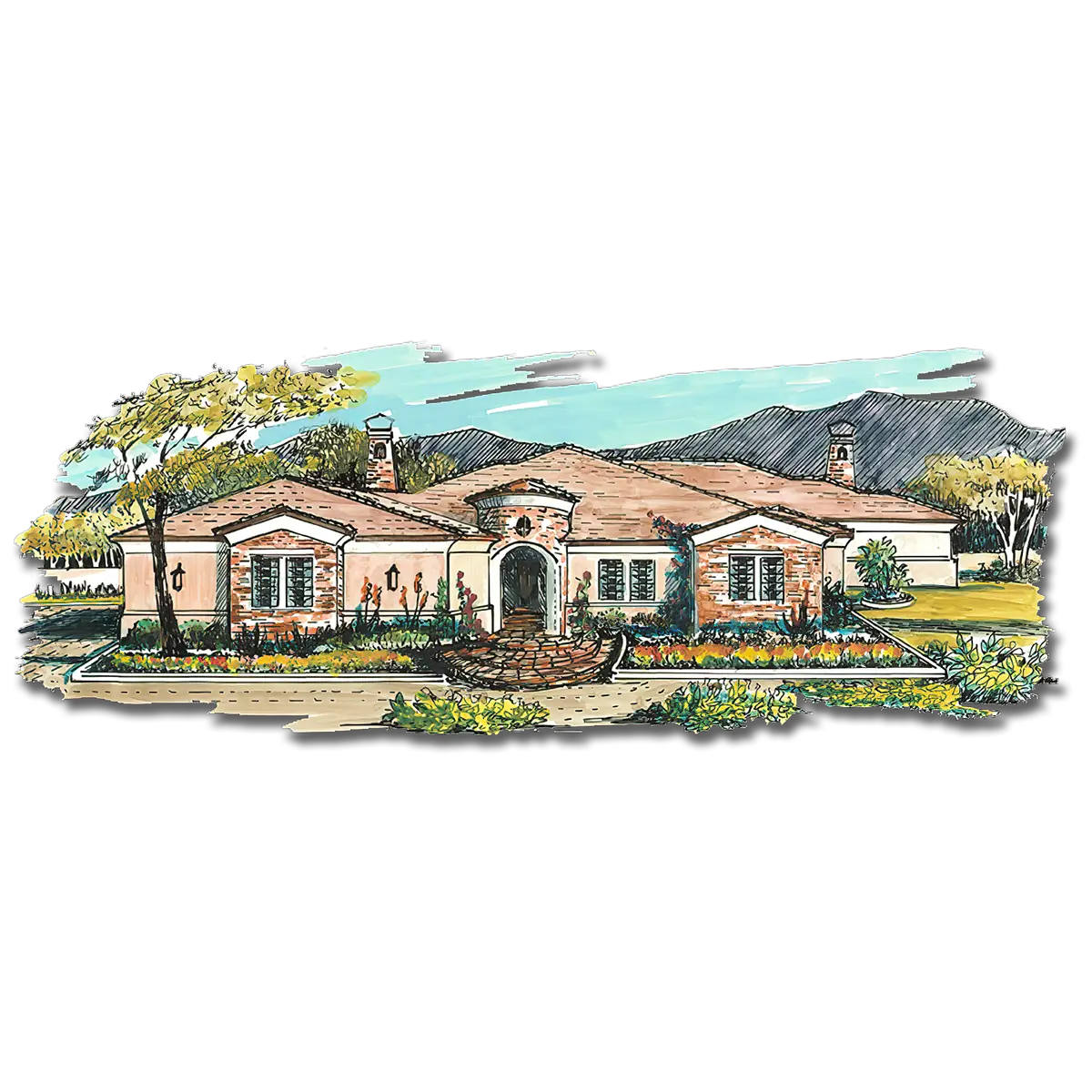 Southwest Home Designs Rendering Plan #1265