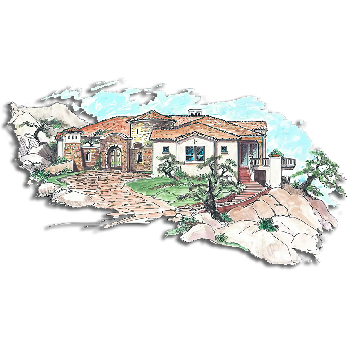 Southwest Home Designs Rendering Plan #1268