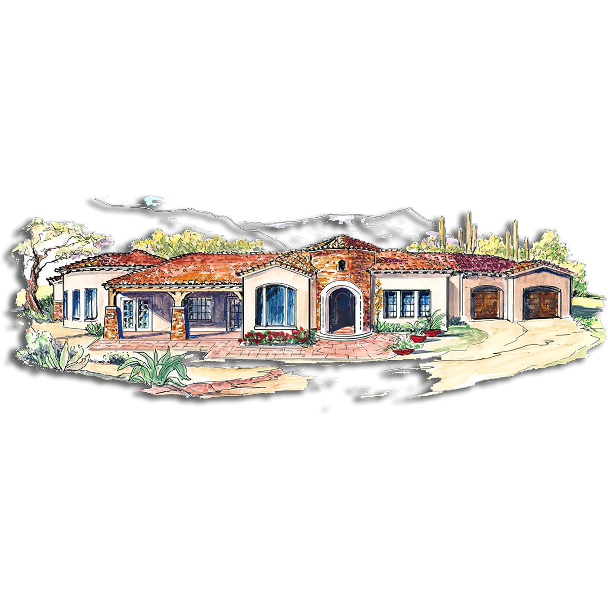 Southwest Home Designs Rendering Plan #1269
