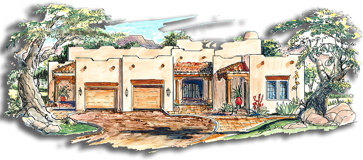 Southwest Home Designs Rendering Plan #1270