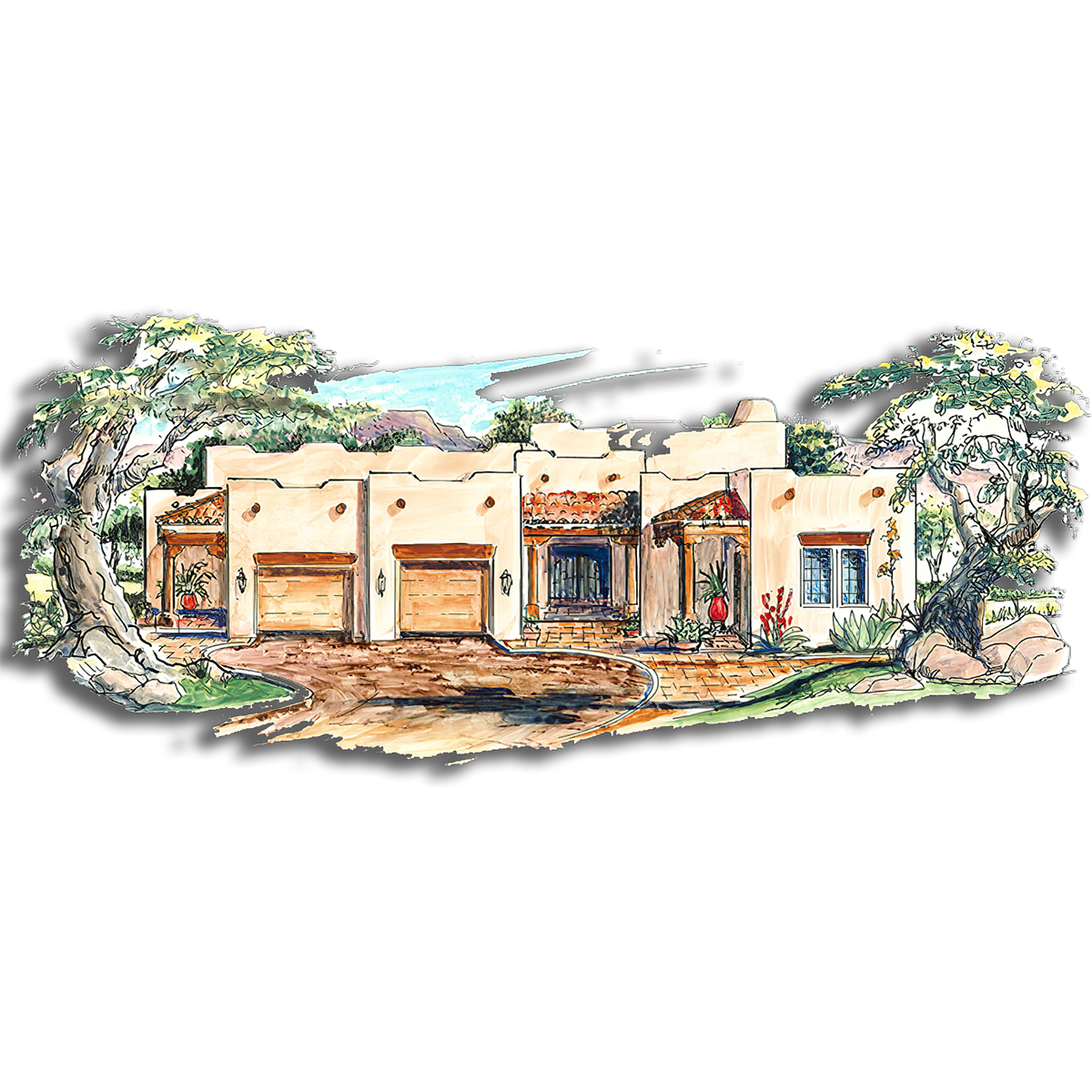 Southwest Home Designs Rendering Plan #1270