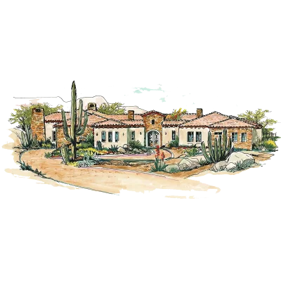 Southwest Home Designs Rendering Plan #1300A