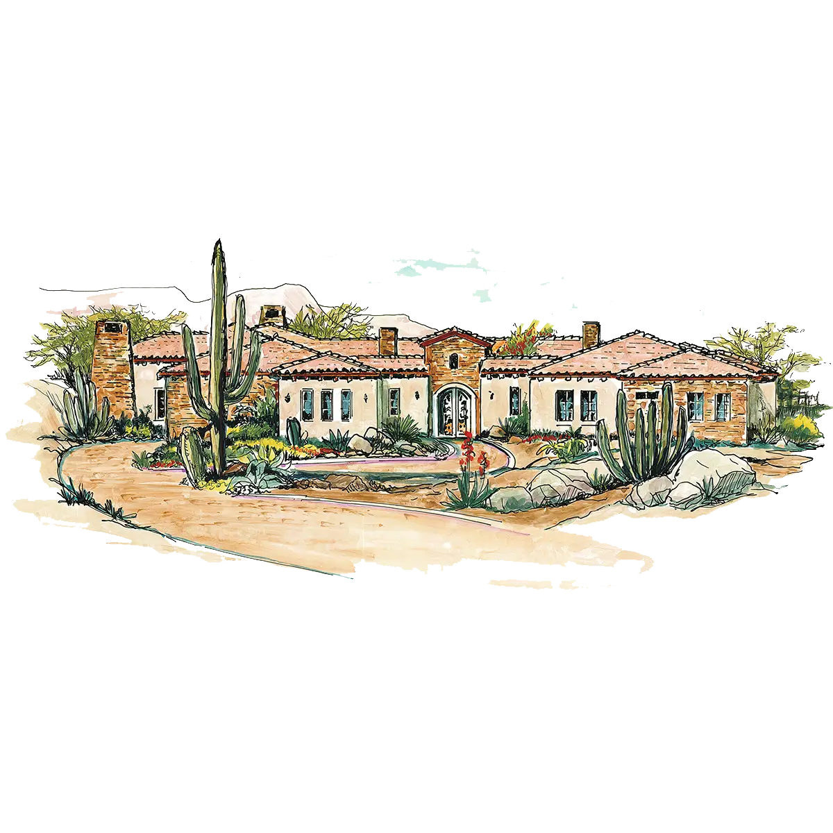 Southwest Home Designs Rendering Plan #1300A