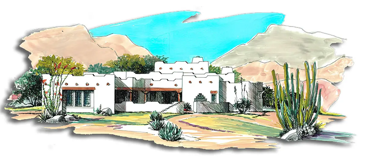 Southwest Home Designs Rendering Plan #1302