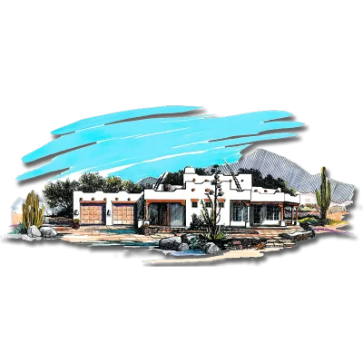 Southwest Home Designs Rendering Plan #1304