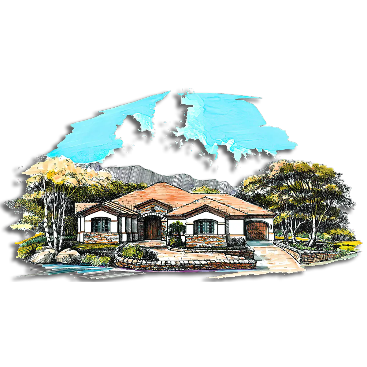Southwest Home Designs Rendering Plan #1305A