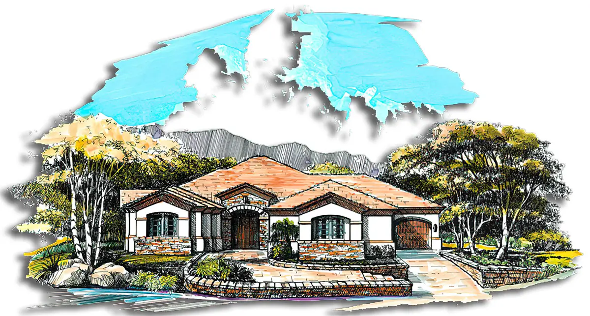 Southwest Home Designs Rendering Plan #1305A