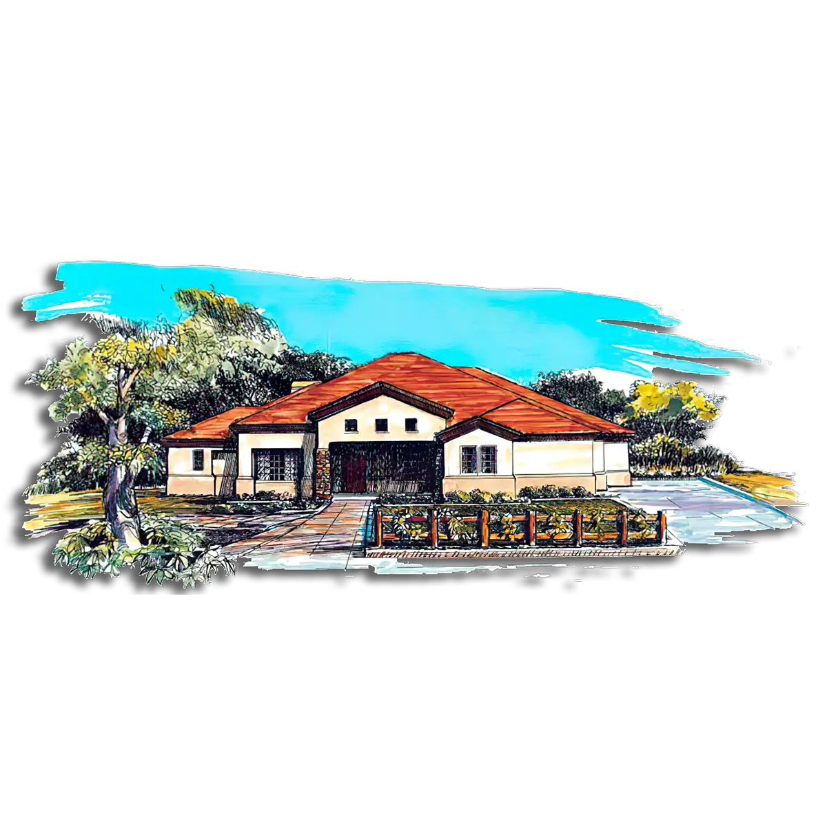 Southwest Home Designs Rendering Plan #1306