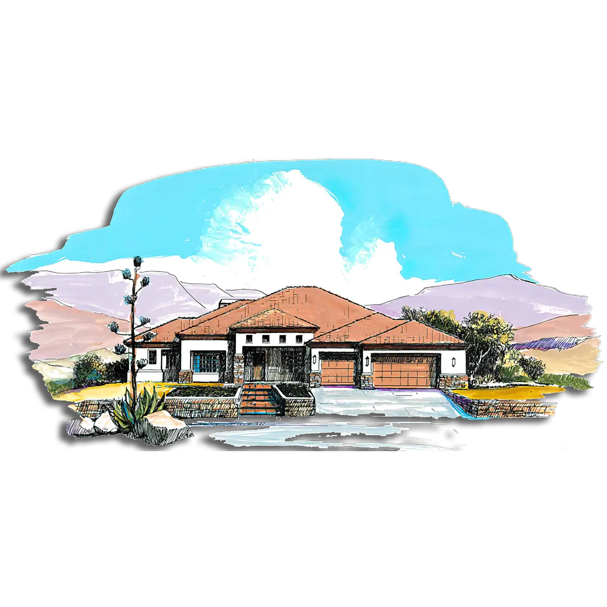 Southwest Home Designs Rendering Plan #1306A