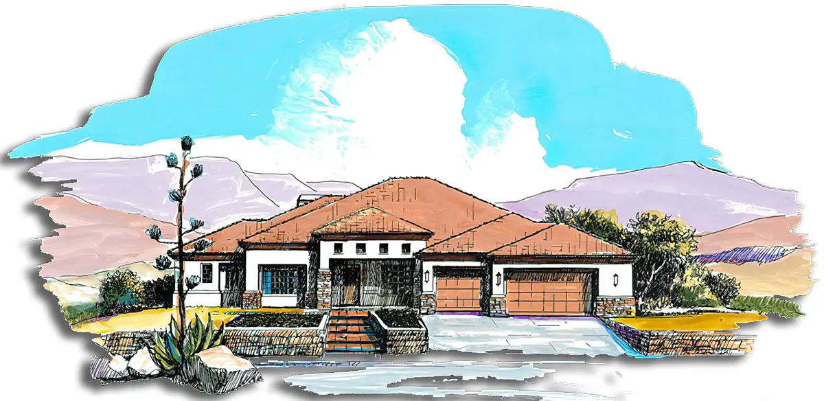 Southwest Home Designs Rendering Plan #1306A