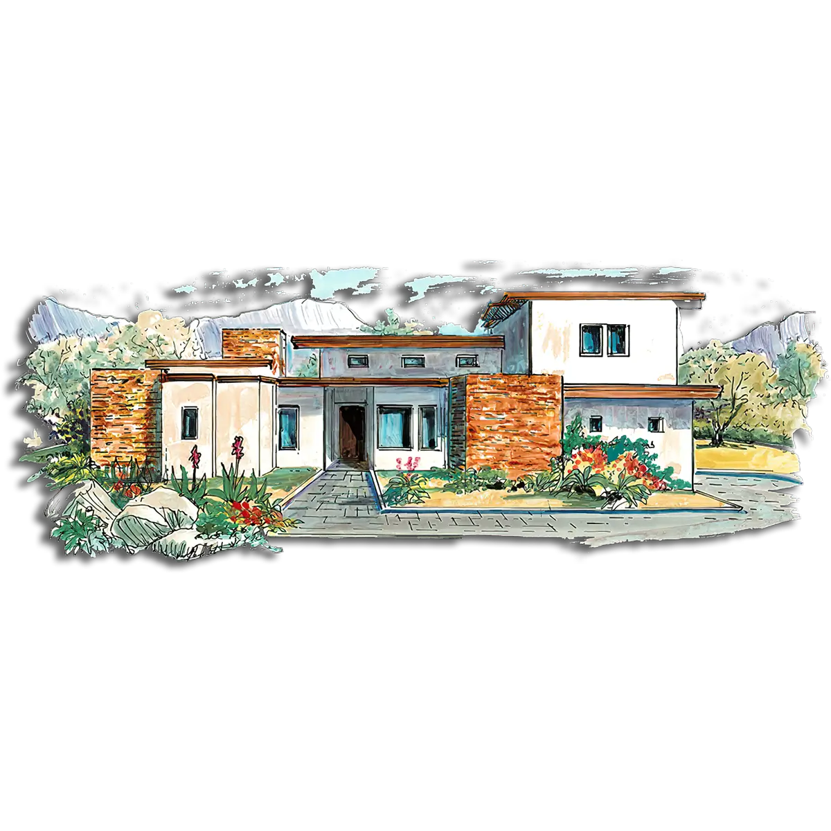 Southwest Home Designs Rendering Plan #2209