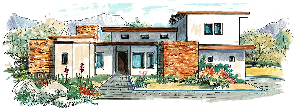 Southwest Home Designs Rendering Plan #2209