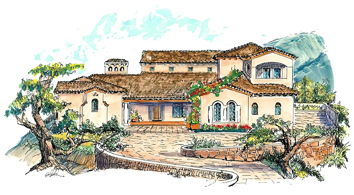 Southwest Home Designs Rendering Plan #2209A