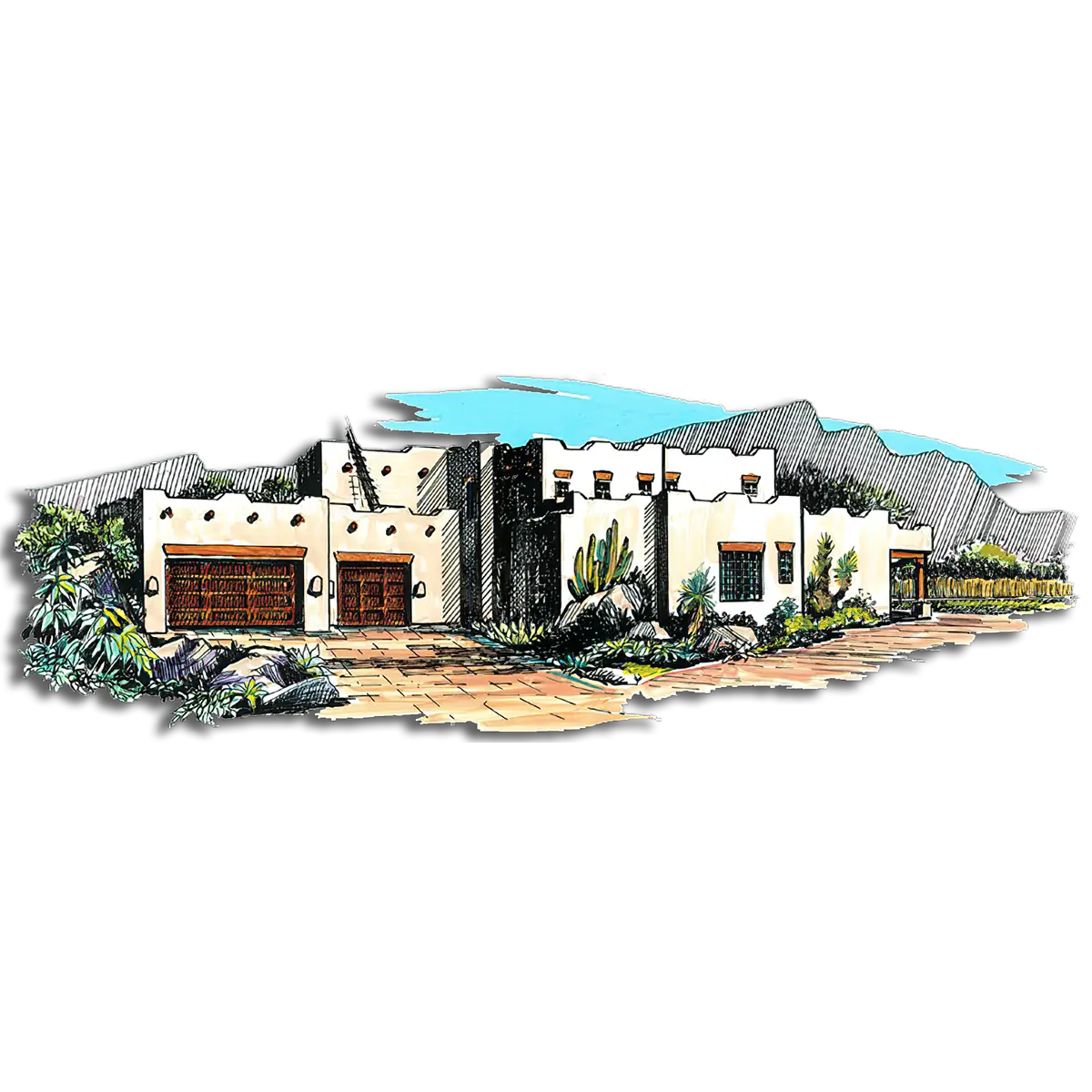 Southwest Home Designs Rendering Plan #2210