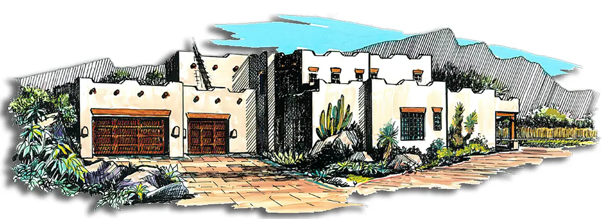 Southwest Home Designs Rendering Plan #2210